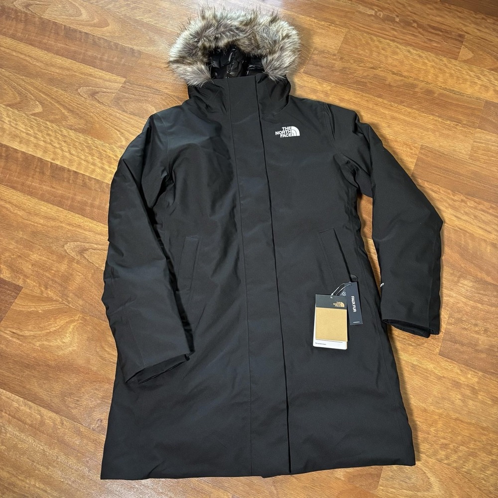 NWT The North Face Arctic Parka Coat Womens Medium Black DryVent Down Faux Fur